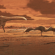 Artist’s depiction of dinosaurs living on the Isle of Skye during the Middle Jurassic period.